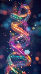 Mesmerizing abstract image featuring a swirling colorful spiral of luminous iridescent energy in motion  The ethereal glowing lights create a captivating