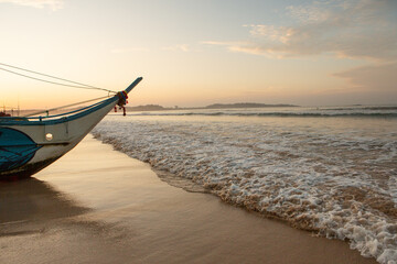 Surfing Paradise and golden beach in Weligama coast of Indian ocean in Sri Lanka. A favorite...