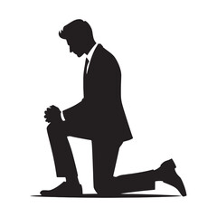 Artistic kneeling person silhouette for timeless artwork - Kneeling person silhouette - Kneeling person vector - Kneeling person illustration - Kneel silhouette - Kneeling vector
