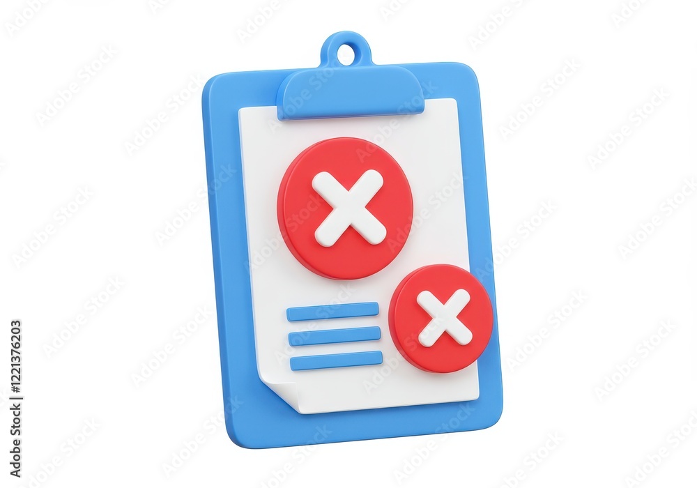 Aufkleber a 3d rendering of a blue clipboard with a white sheet attached to it isolated on white background