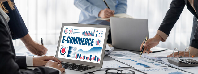 Business intelligence and data analysis concept. Analyst team working on financial data analysis...