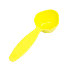 Green measuring spoon isolated on white background