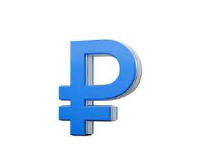 Obraz premium Vibrant Blue Russian Ruble Currency Symbol Gleams With Sleek Modern Design 3D Illustration
