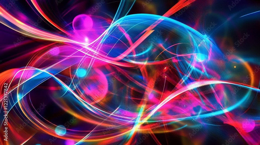 Poster abstract light trails with vibrant and fluid motion created by long exposure technique