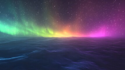 Sunrise over the ocean with stars in space and a galaxy backdrop