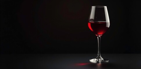 Glass wine glass on dark surface with subtle reflections, , elegant background