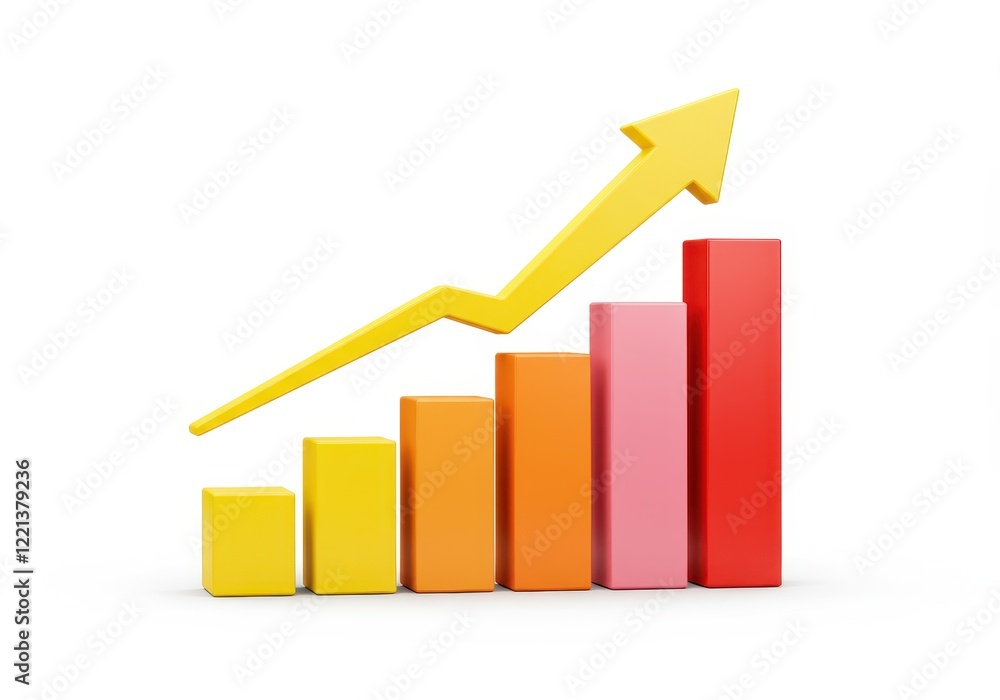 Poster a 3d illustration of a bar graph symbolizing data or progress isolated on white background