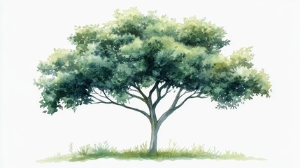 Fototapeta premium Watercolor Green Tree or Forest Side View for Landscape and Architecture Drawing