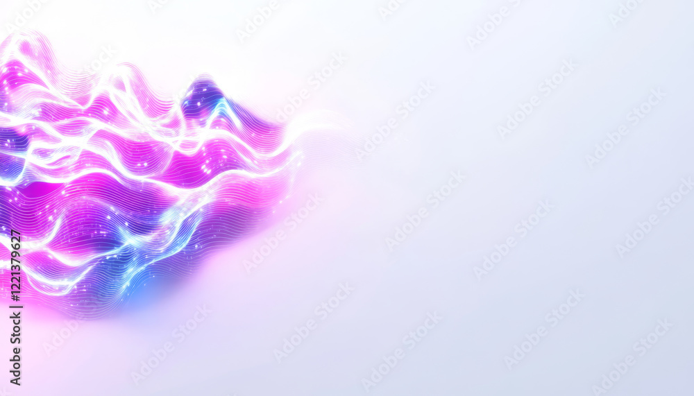 Poster futuristic digital waves in vibrant colors create sleek interface design