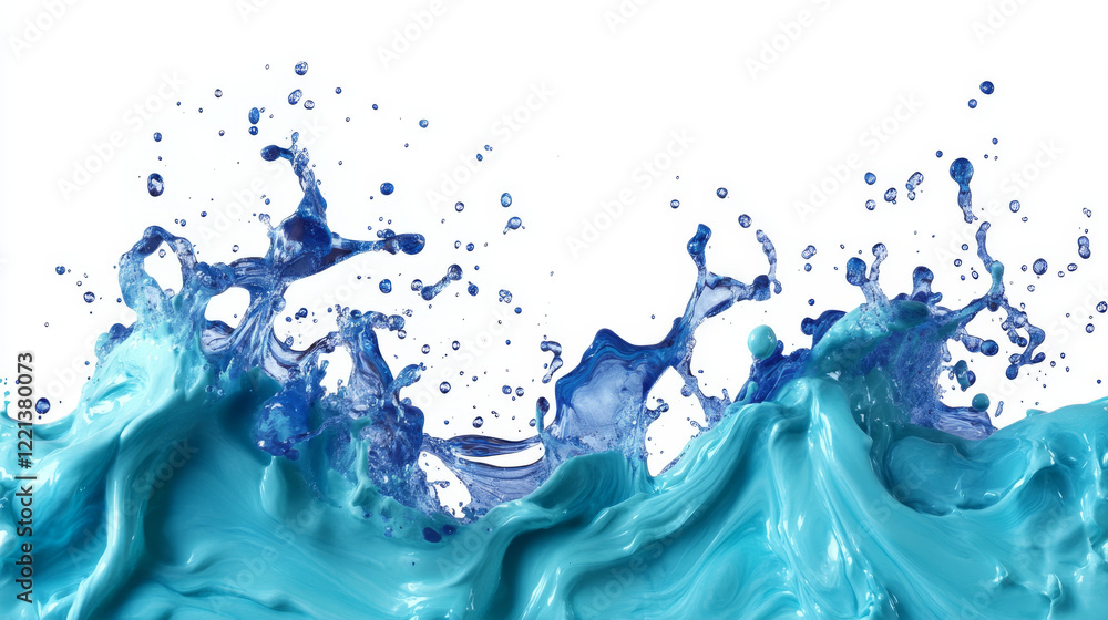 Poster dynamic blue and turquoise water splashes create mesmerizing visual effect