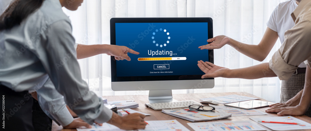 Aufkleber Software update on computer for brisk version of device software upgrade