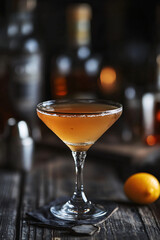 A glass of orange cocktail on a table, perfect for healthy eating guides and nutrition blogs.