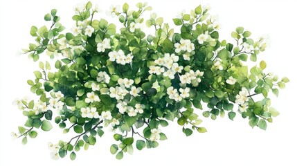 Watercolor Blooming Tree Top View for Landscape Plan and Architecture Drawing