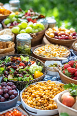 A table full of assorted fruits and nuts, perfect for healthy eating guides and nutrition blogs.