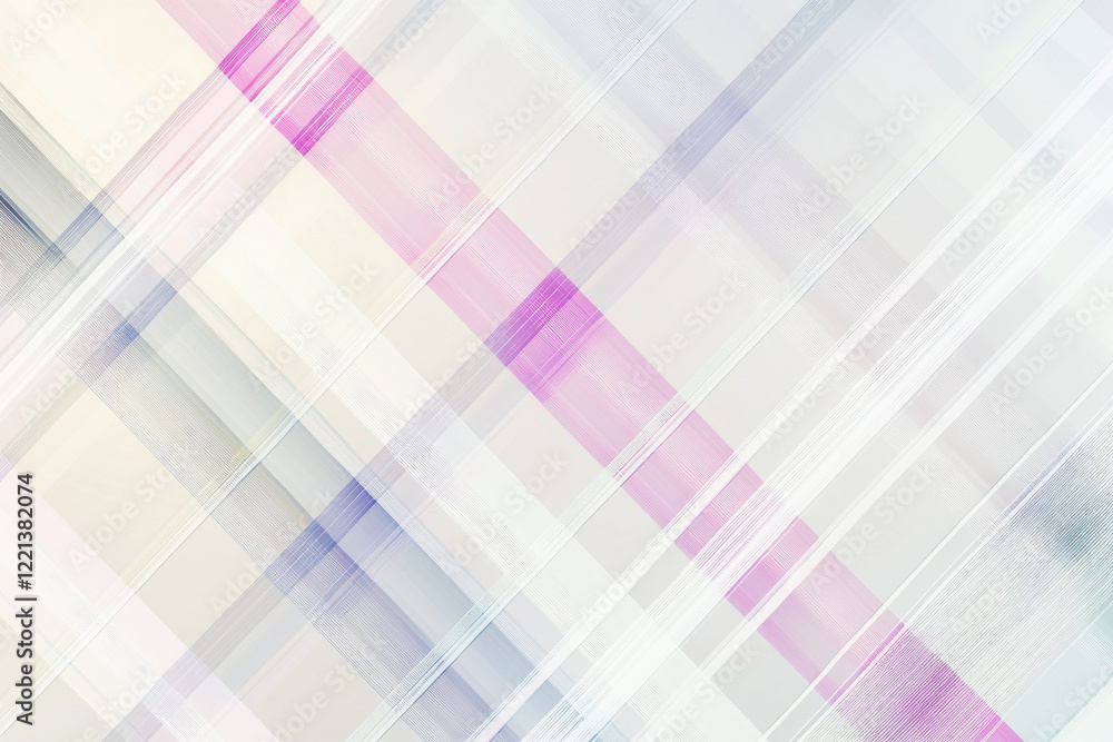 Poster modern plaid pattern featuring overlapping lines in pastel shades on a light gray background with dy