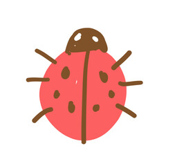 Colourful drawing of a ladybug. Simple children illustration. 
