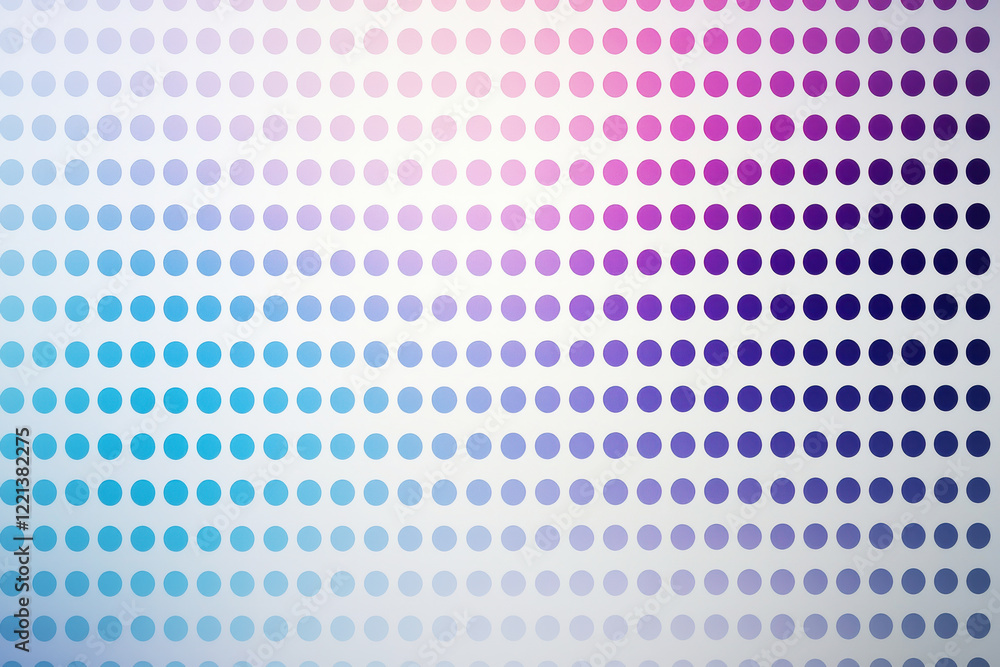 Poster modern polka dot pattern with gradient hues transitioning from blue to purple on a light gray backgr