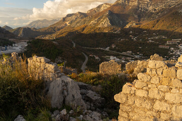 Fantasy fortress in Montenegro - aerial view, balkans