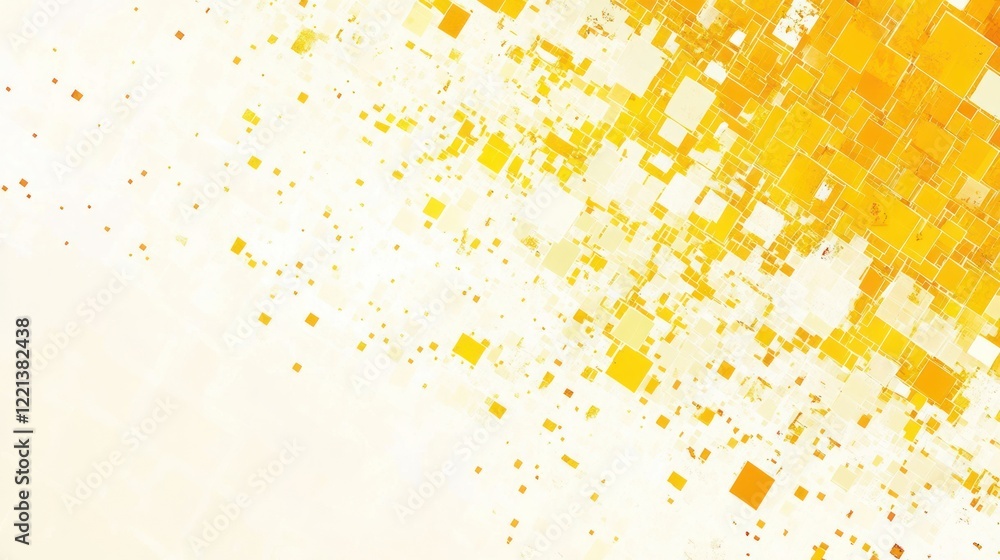Poster abstract yellow squares in diagonal pattern with white background for presentation, design, or tech