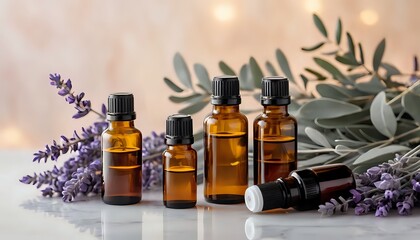 Amber Essential Oil Bottles with Lavender and Eucalyptus
