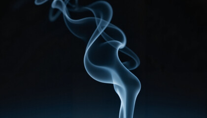 Delicate smoke trails rising, intricate patterns in darkness, symbolism