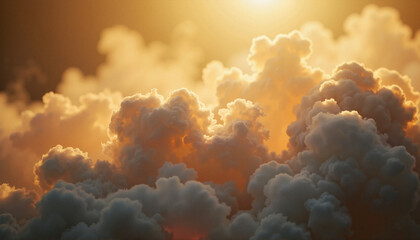 Billowing smoke cloud illuminated by golden light, depth and movement