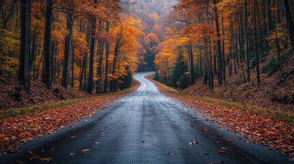 Obraz premium Autumn landscape of forestry road