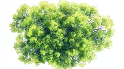 Watercolor Green Tree Top View for Landscape Layout Plan and Architecture Drawing