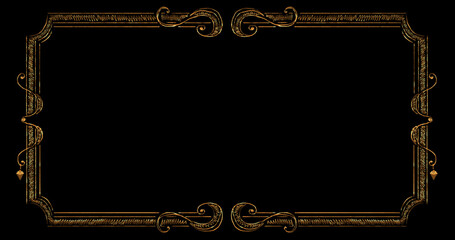 Gold Frame in the style of an old silent film. Space for your text. Pencil drawing
