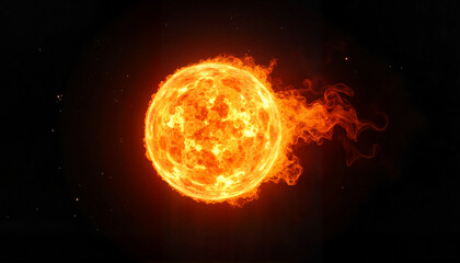 Obraz premium Intense fireball radiating fiery tendrils in space, cosmic energy