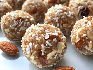 A white plate topped with nuts and almonds, ideal for healthy eating guides and nutrition blogs.