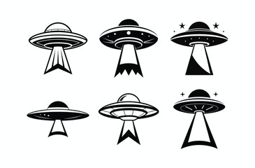 UFO in Space Silhouette Illustration and Extraterrestrial