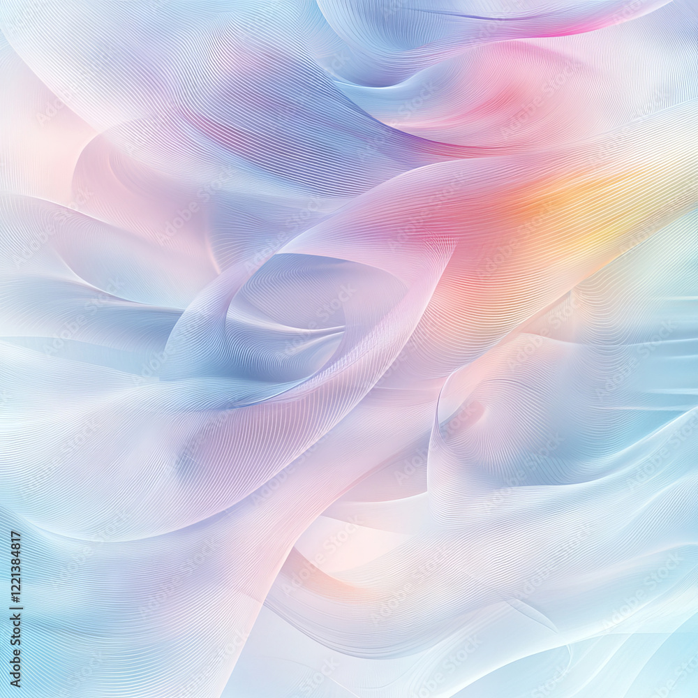Poster soft pastel waves create serene abstract background with gentle gradients