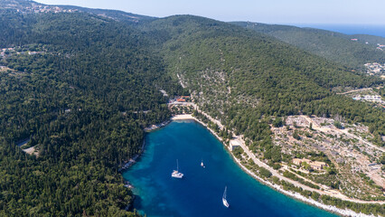 Foki beach in Kefalonia, Greece - Drone view