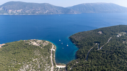Foki beach in Kefalonia, Greece - Drone view