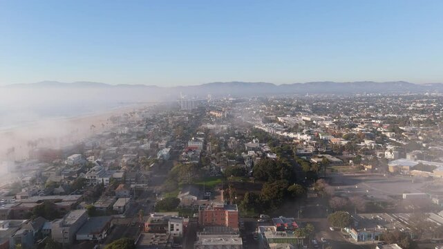 Aerial View of Venice Beach Neighborhood in Morning Haze