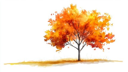 Fototapeta premium Watercolor Tree Side View Isolated on White Background for Landscape and Architecture Drawing