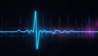 Abstract heartbeat monitor display with glowing pulse lines on dark background