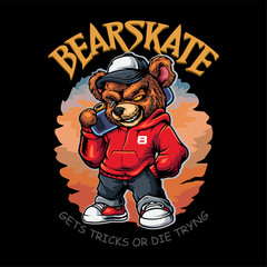 Skater bear esport mascot logo design