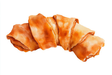 Fototapeta premium Delicately painted watercolor croissant showcasing warm, golden hues and soft textures, perfect for food art lovers