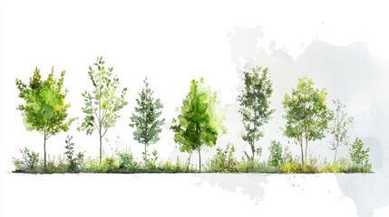 Green Tree Plants for Landscape Elevation and Background Environment Concept Design