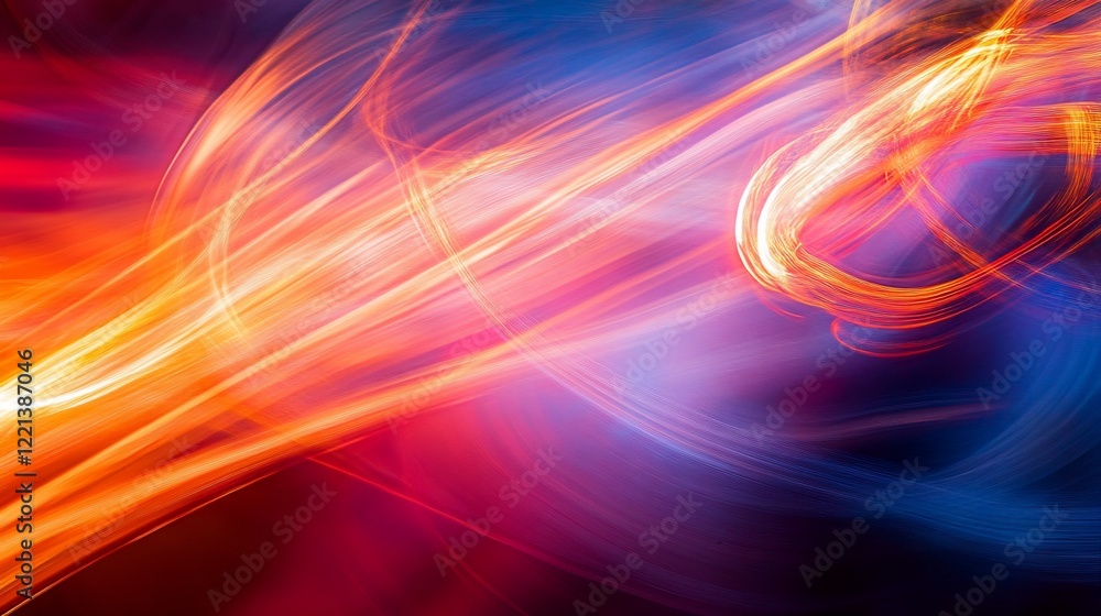 Poster dynamic light streaks in abstract composition of vibrant colors and movement