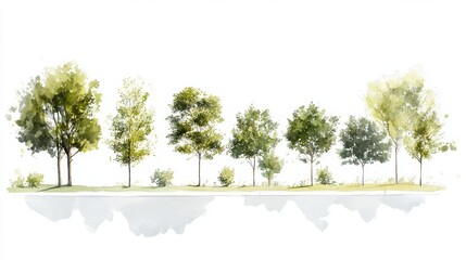 Green Tree Plants for Landscape Elevation and Background Environment Concept Design