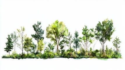 Green Tree Plants for Landscape Elevation and Environmental Concept Design