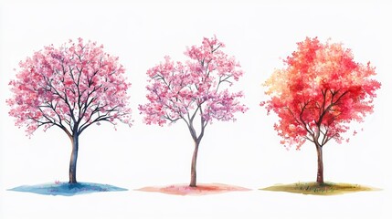 Spring Blossom Tree Blooming Plants for Landscape Elevation and Section - Eco Environment Concept