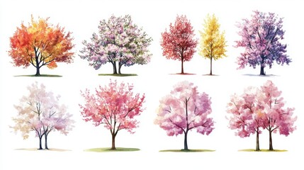 Fototapeta premium Spring Blossom Tree Blooming Plants for Landscape Elevation and Section - Eco Environment Concept