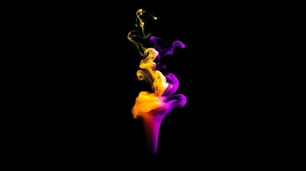 Obraz premium Abstract swirling smoke art with vivid yellow and purple hues on a dark background