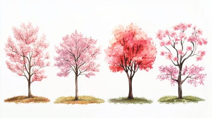 Fototapeta premium Spring Blossom Tree Blooming Plants for Landscape Elevation and Section Eco Environment Concept