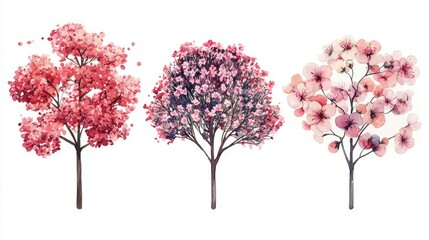 Obraz premium Vector set of spring blossom tree blooming plants top view for landscape plan schematic layout eco environment concept design