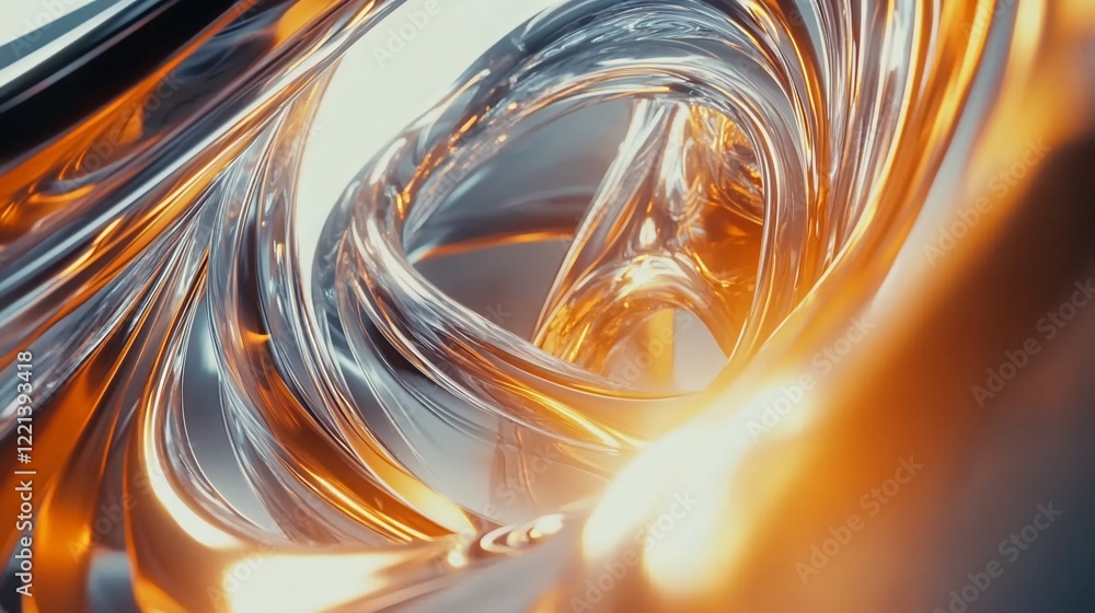 Aufkleber abstract metallic liquid with reflective surface creating a dynamic swirling motion effect